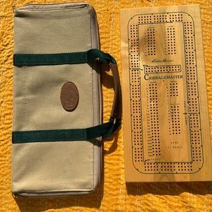 Vintage wood Eddie Bauer Cribbagemaster travel cribbage broad. Original case.